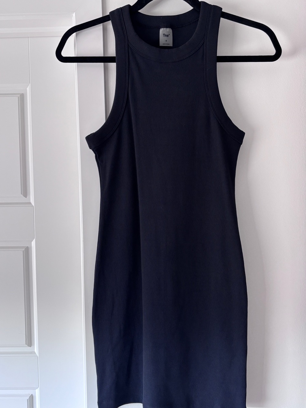 TNA Black Ribbed Midi Tank Dress